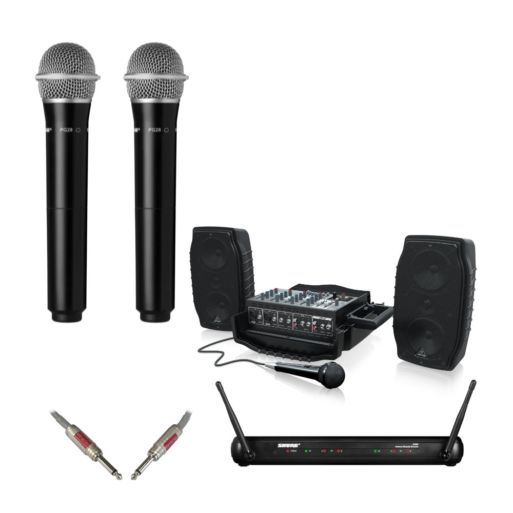 BEHRINGER 簡易PAセット PPA200 + SHURE ワイヤレスマイク2本セット