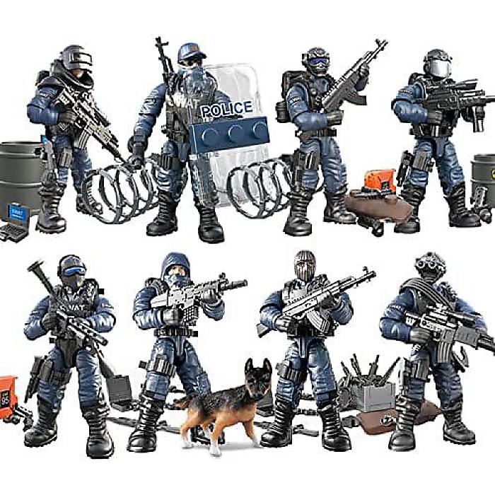 MEIEST SWAT装備組み立てブロックおもちゃ、8 PCS都市警察アクション