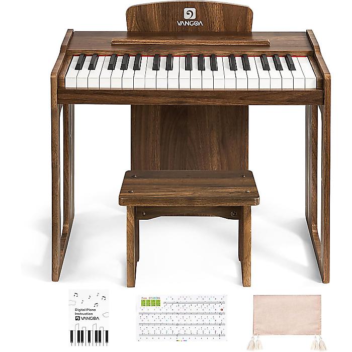 Vangoa ／ 子供用電子ピアノ 37鍵 (カラー:Dark Brown) USB・電池対応