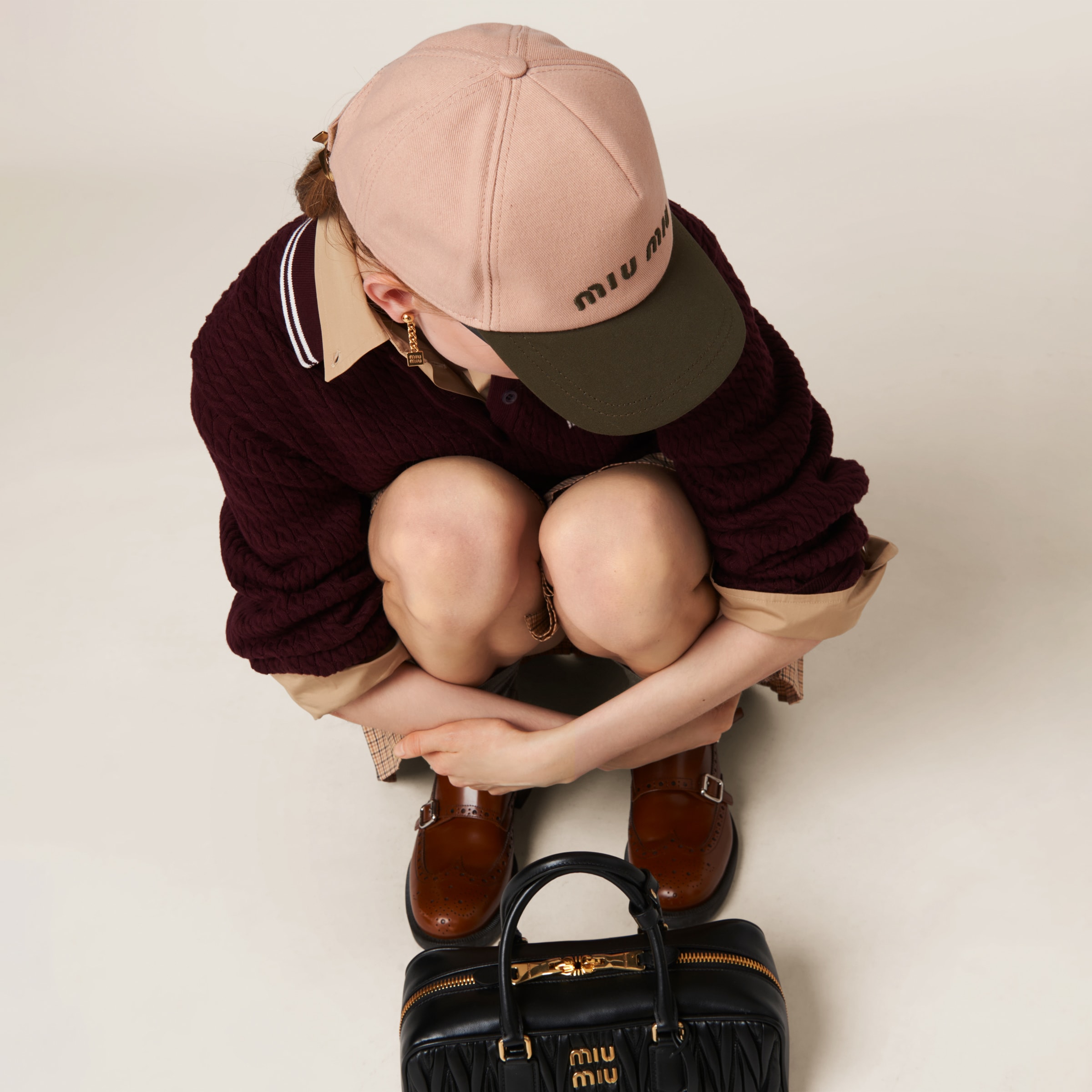 オーキッドピンク／ミリタリー ドリル ベースボールキャップ | Miu Miu