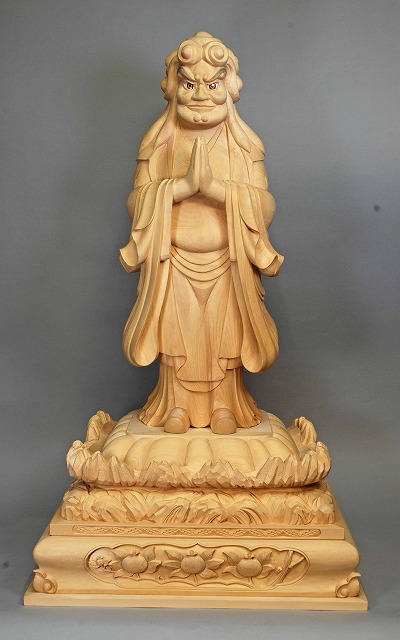 木彫仏像 中山鬼子母神立像 総高30cm 桧材木地仕上 木彫仏像の制作