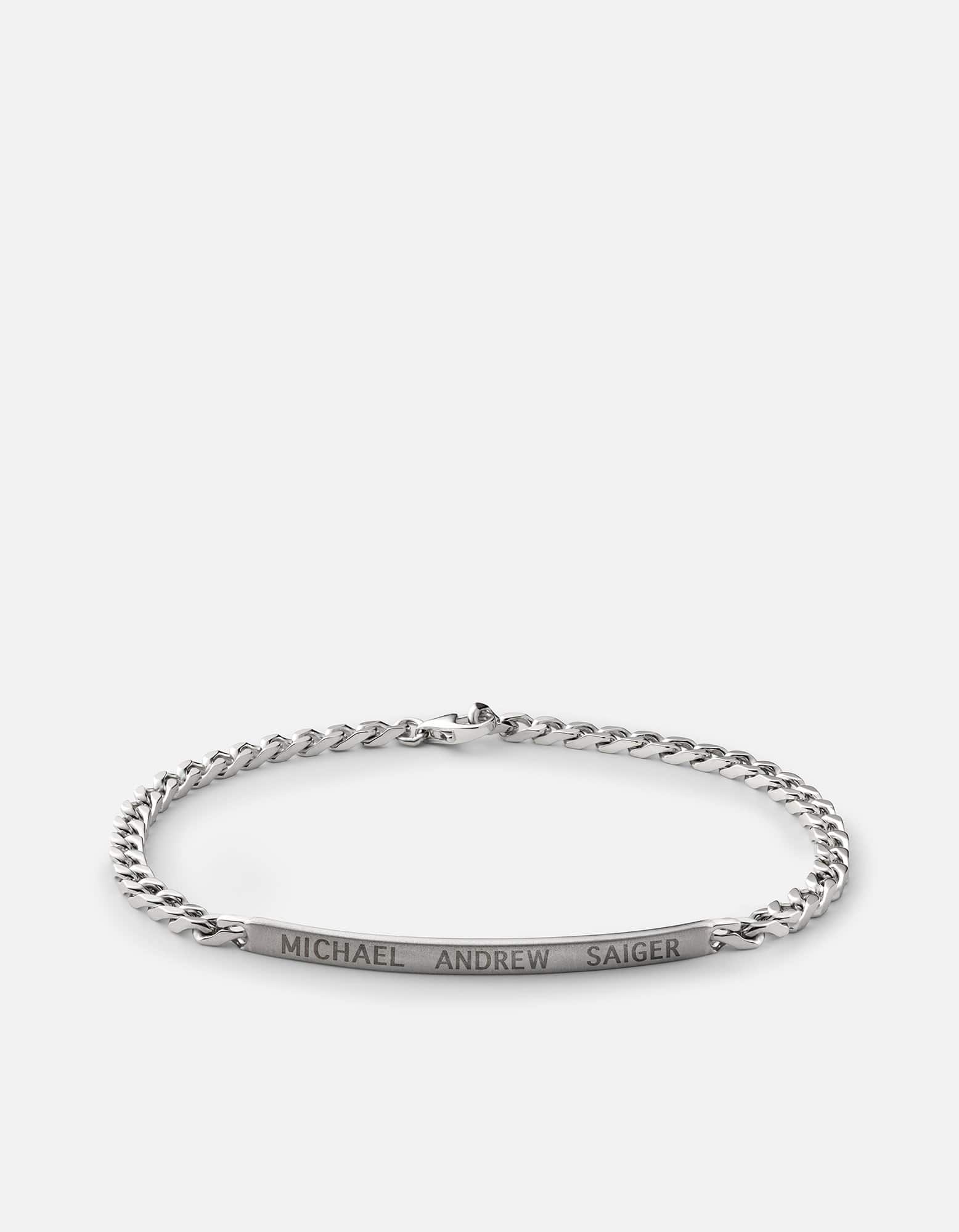 Men's 3mm ID Chain Bracelet, Matte Sterling Silver | Miansai