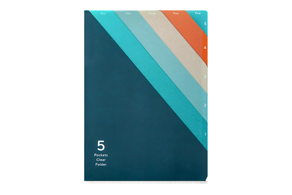 クリアファイル｜5ポケットクリアホルダー＜A4＞ ストライプ柄 紺