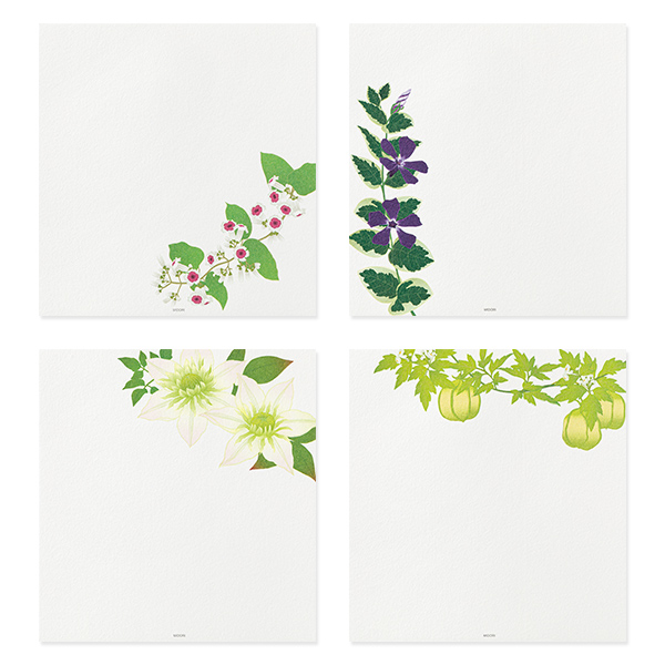 便箋｜紙シリーズ｜便箋 4柄入 夏の花柄 S4(87169006)｜ミドリ