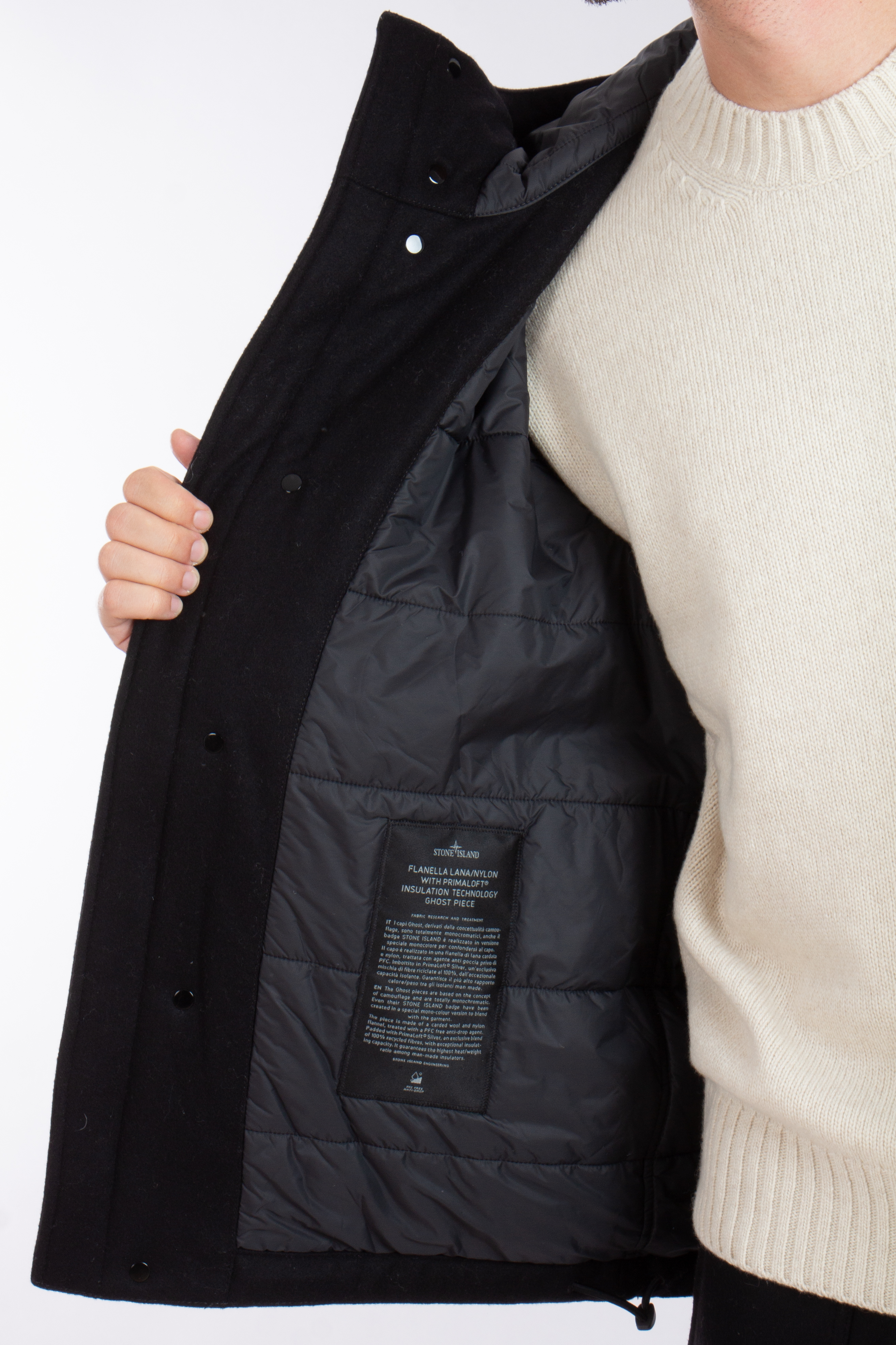 STONE ISLAND Ghost Piece Padded Carded Wool-Nylon Flannel Jacket