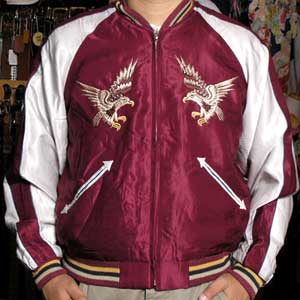 送料無料」テーラー東洋スカジャン/虎×赤鷲サテンスカ/NO182・tt11591-170