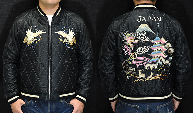 東洋スカジャン「BLUE DRAGON×LANDSCAPE」サテンキルトスカ・NO-250