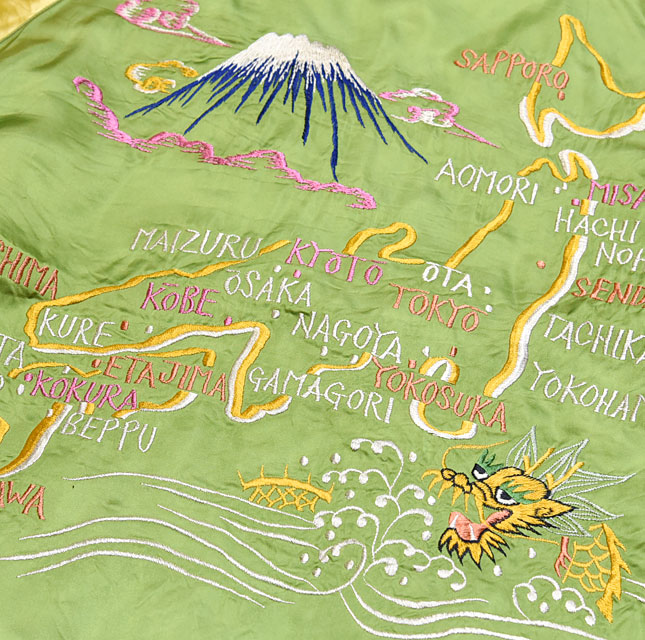 東洋スカジャン・港商SPECIAL EDITION「JAPAN MAP×TIGER PRINT」サテン