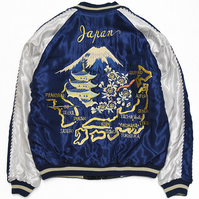 東洋スカジャン「RED TIGER×JAPAN MAP」サテンキルトスカ・NO-261
