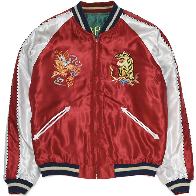 東洋スカジャン「JAPAN MAP×GOLD DRAGON」サテンキルトスカ・NO-263