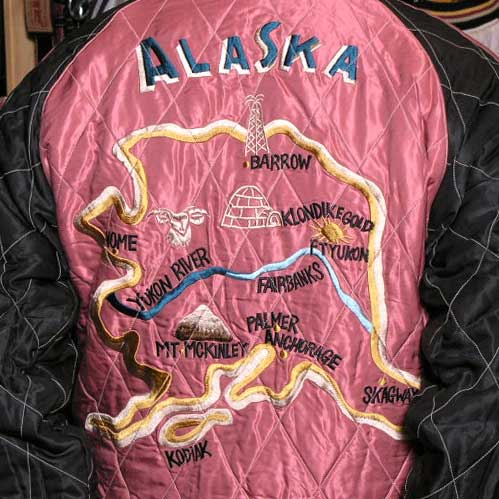 送料無料」テーラー東洋スカジャン/トナカイ×アラスカマップ・別珍スカ