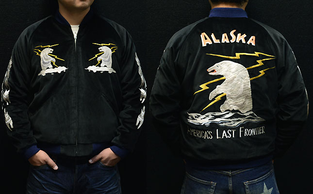 テーラー東洋スカジャン「LIGHTNING POLAR BEAR×ALASKA MAP」別珍