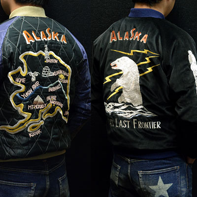 テーラー東洋スカジャン「LIGHTNING POLAR BEAR×ALASKA MAP」別珍