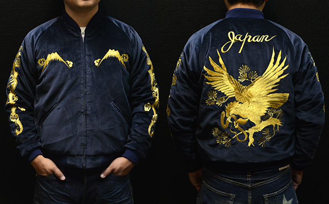 テーラー東洋スカジャン「GOLD EAGLE×JAPAN MAP」別珍×サテンキルト