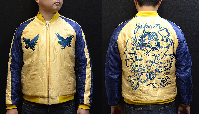 テーラー東洋スカジャン「DRAGON×JAPAN MAP」別珍×サテンキルト