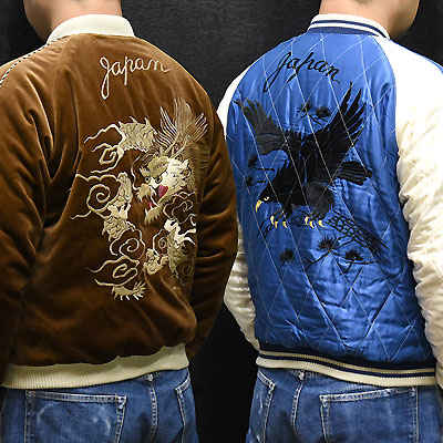 東洋スカジャン「WHITE DRAGON×BLACK EAGLE」別珍スカ・NO-408/tt15792-138