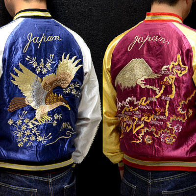 テーラー東洋スカジャン【EAGLE×JAPAN MAP】リバーシブルサテンスカ NO