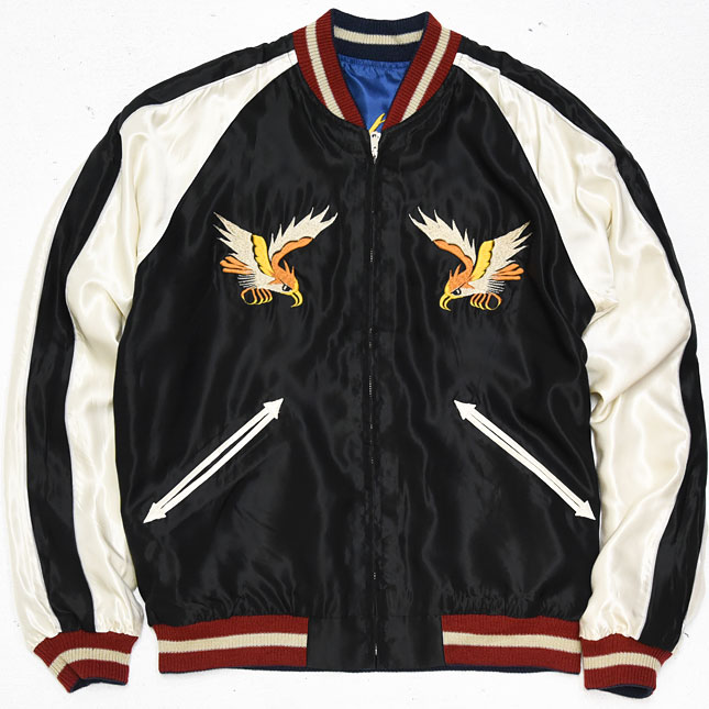 東洋スカジャン【DOUBLE DRAGON×JAPAN MAP】リバーシブルサテンスカ NO