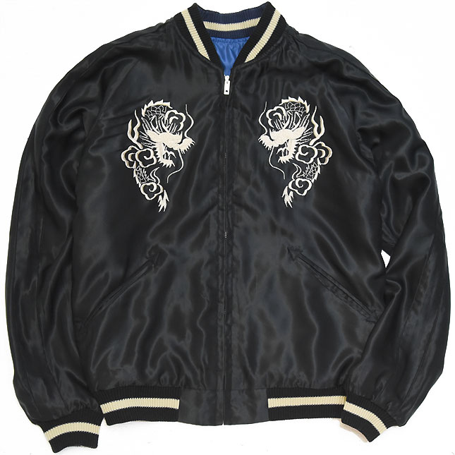 東洋スカジャン【DRAGON TIGER×JAPAN MAP】リバーシブルサテンスカ NO