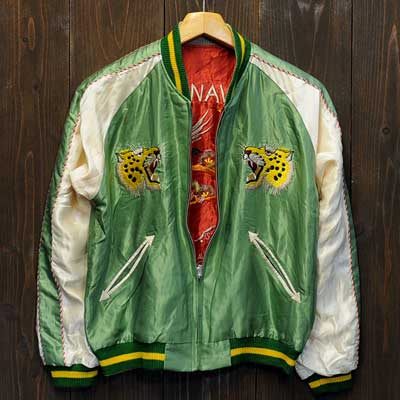 テーラー東洋スカジャン「豹×OKINAWA MAP」復刻サテンスカ/NO-802