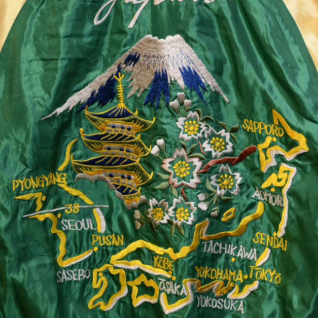 テーラー東洋スカジャン【SCULL×JAPAN MAP】リバーシブルサテンスカ NO