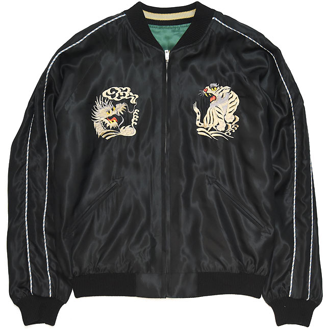 東洋スカジャン「WHITE DRAGON×LANDSCAPE」リバーシブルアセテート