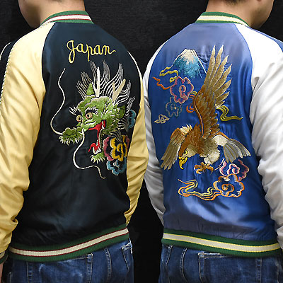 東洋スカジャン「DRAGON HEAD×EAGLE」サテンスカ・エージングモデル NO
