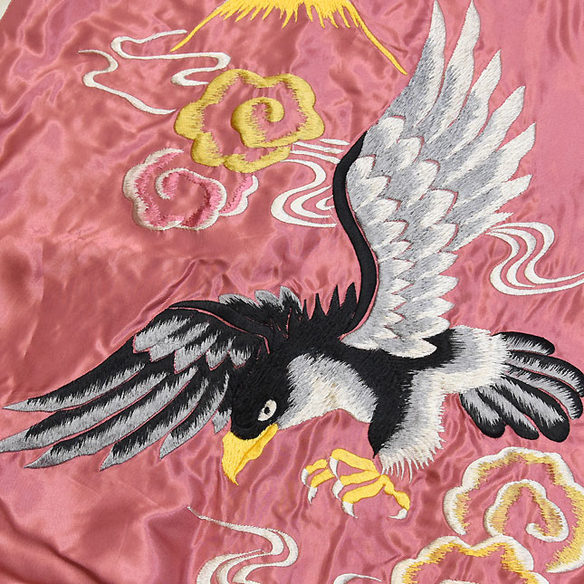 東洋スカジャン【JAPAN MAP×BLACK EAGLE】リバーシブルサテンスカ NO