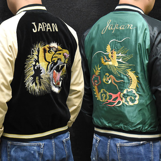 東洋スカジャン「TIGER HEAD×GOLD DRAGON」別珍×アセテートスカジャン