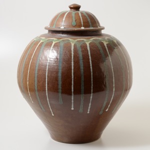 小鹿田焼 坂本浩二窯 一斗五升壷 流し掛け ｜ みんげい おくむら