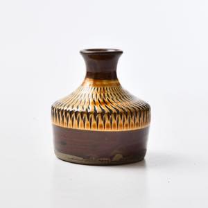 小鹿田焼 坂本浩二窯 一輪挿し 飛び鉋 飴 ｜ みんげい おくむら （日本