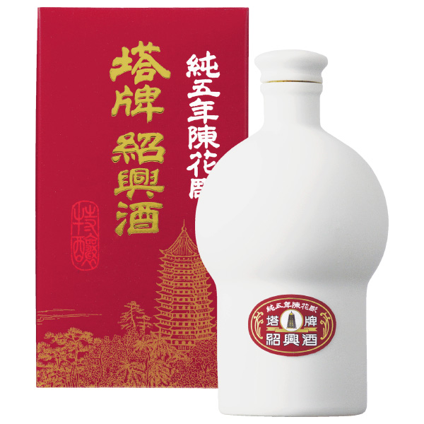宝酒造 紹興酒塔牌 純五年陳花彫玉珠白磁 500mlの通信販売