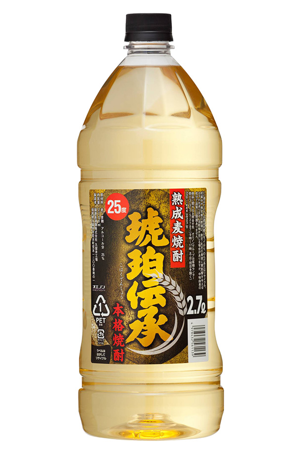 本格麦焼酎 琥珀伝承 麦 福徳長酒類 25度 2700ml 1ケースの通販