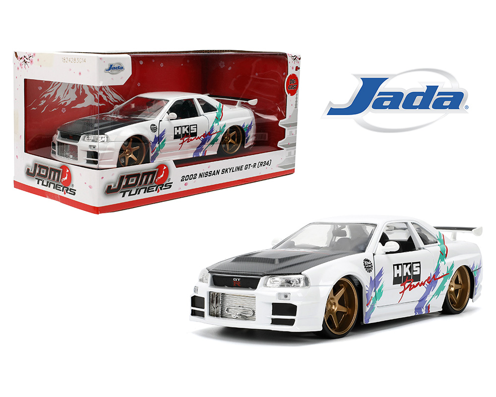 Jada 1:24 2002 Nissan Skyline GT-R (R34) - White with Carbon Fiber