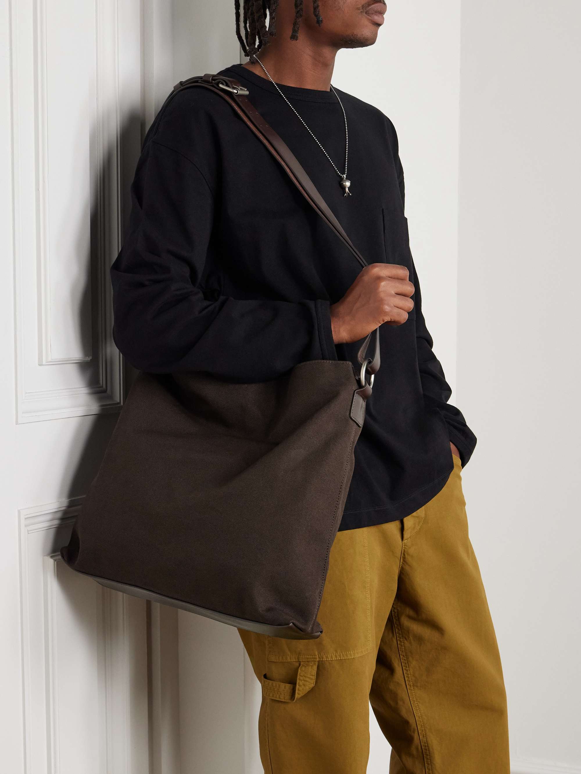 DRIES VAN NOTEN Leather-Trimmed Canvas Messenger Bag for Men | MR
