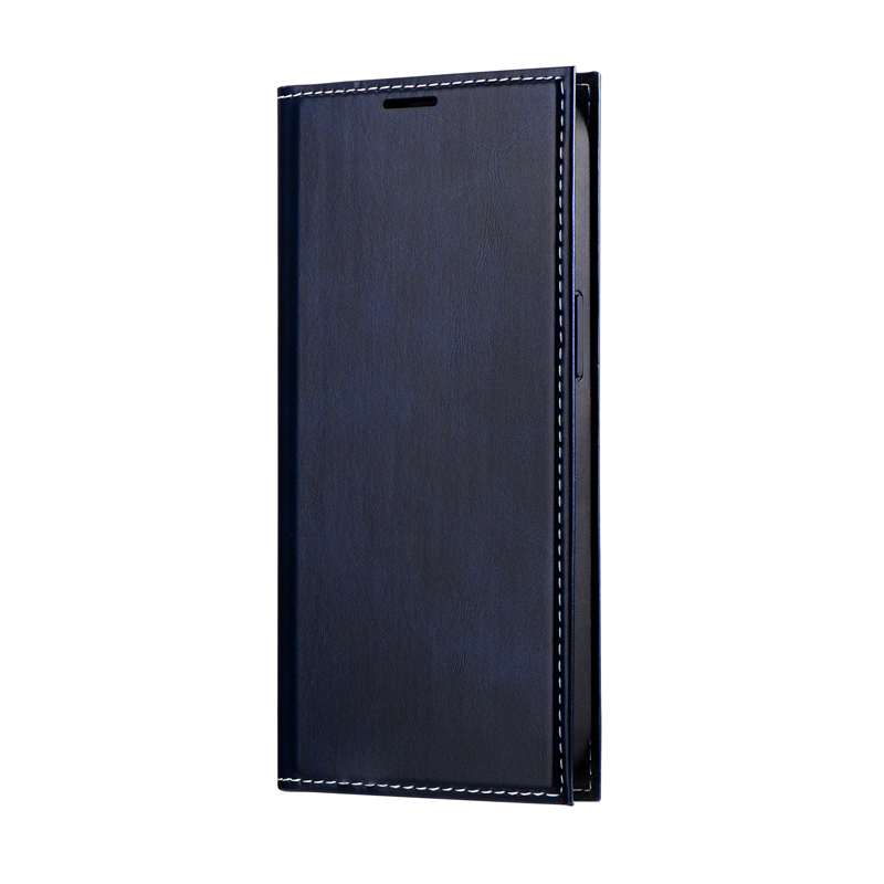 iPhone 13 薄型PUレザーフラップケース「PRIME」 ネイビー｜スマホ