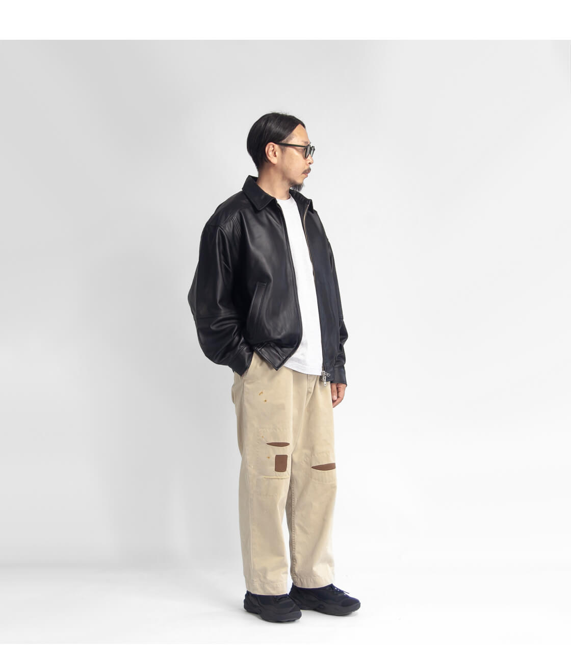 LAOTOUR 本革 ラムレザー フライトジャケット ブルゾン 革ジャン