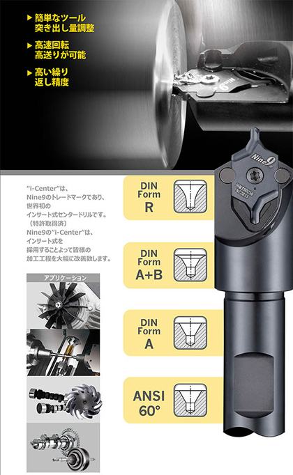 Nine9(ナイン・ナイン) インサート式センタードリル 製品情報 | 切削