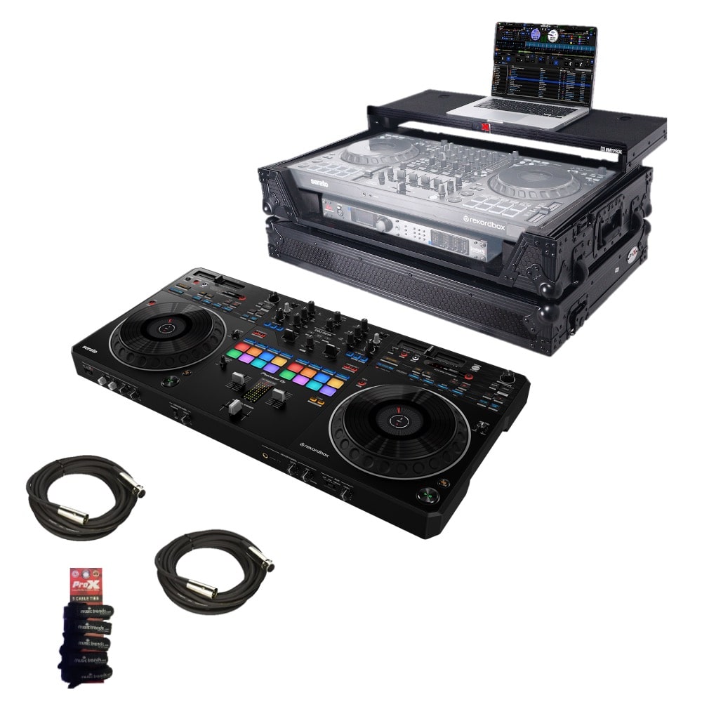 Bundle of Pioneer DJ DDJ-REV5 DJ controller + Road Case + 2 XLR