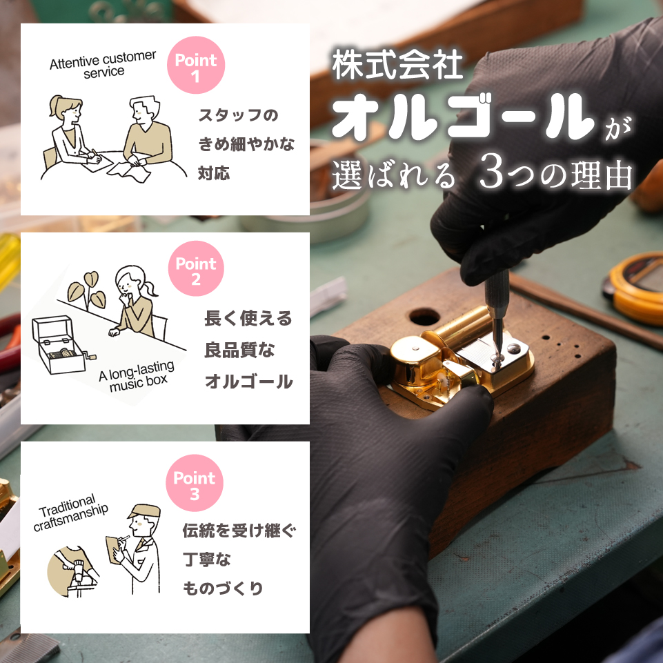 18弁】ミニ宝石箱 オルゴール ジュエリーボックス シンプル ｜株式会社