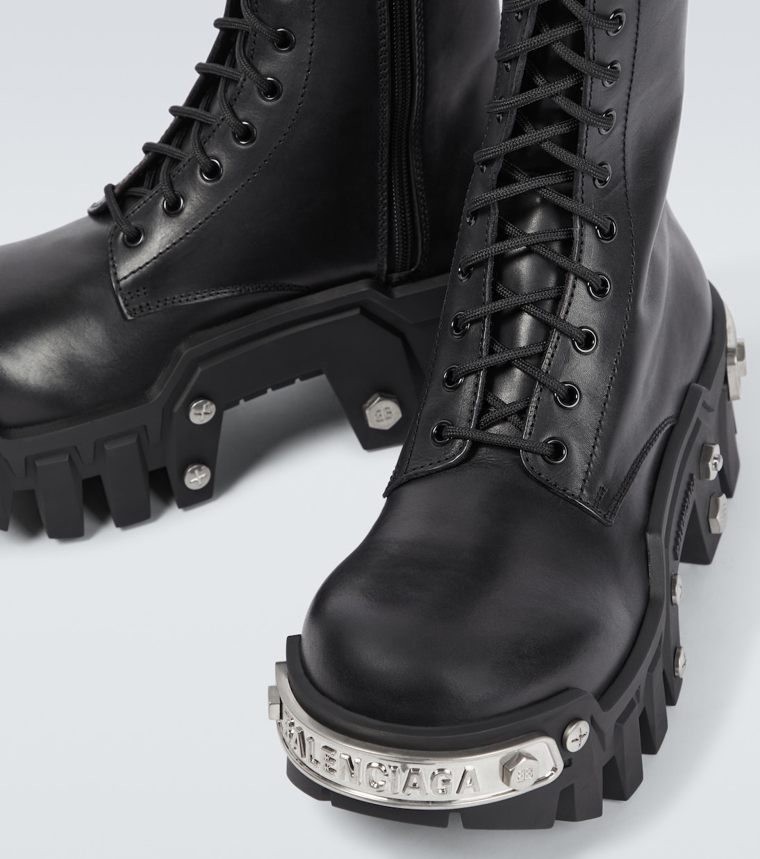 Bulldozer leather lace-up boots in black - Balenciaga | Mytheresa