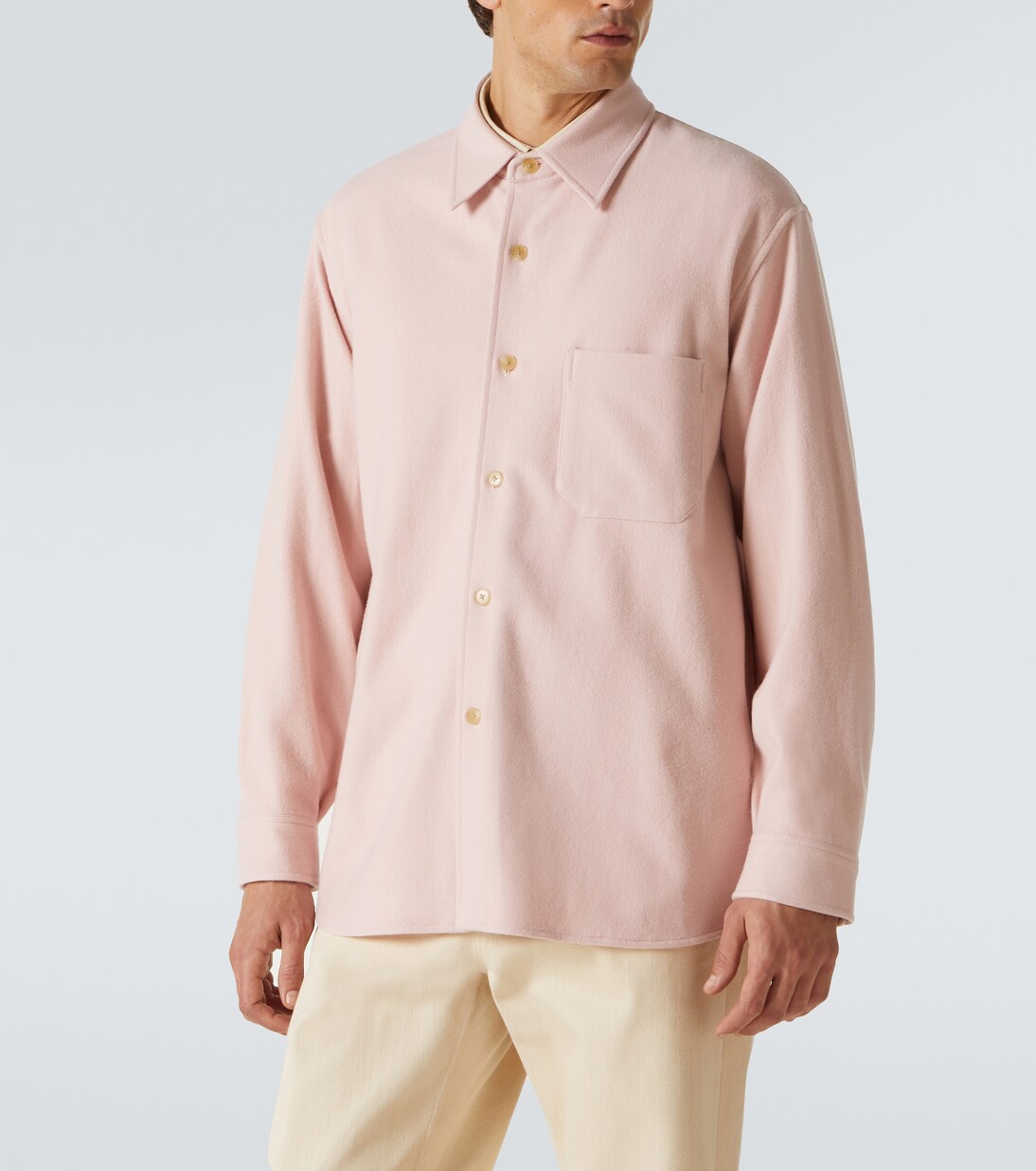 Wool flannel overshirt in pink - Auralee | Mytheresa