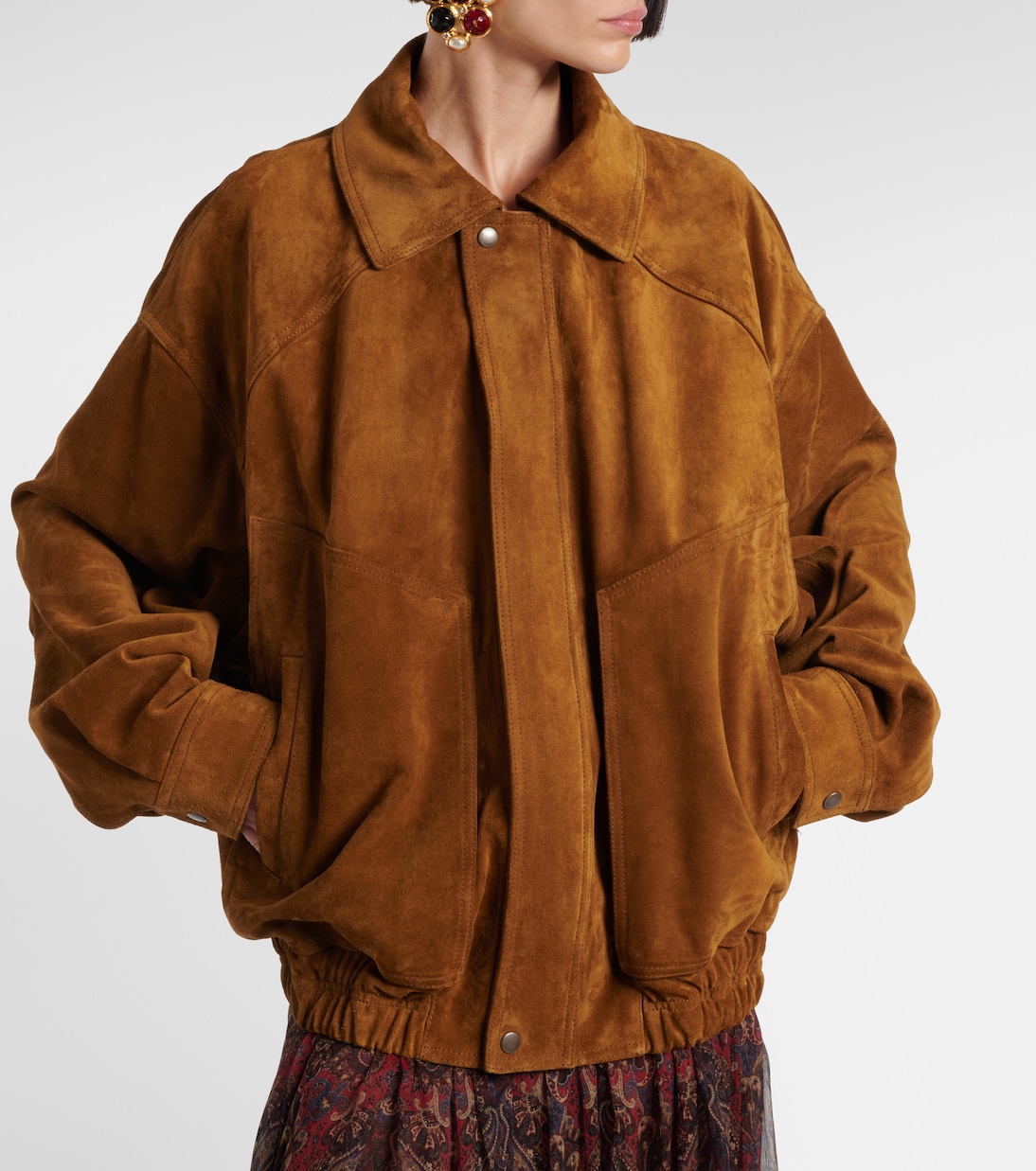 Suede bomber jacket in brown - Saint Laurent | Mytheresa