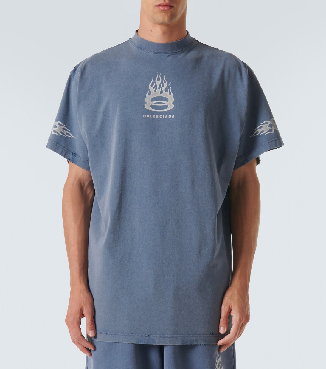 Burning Unity cotton jersey T-shirt in blue - Balenciaga | Mytheresa