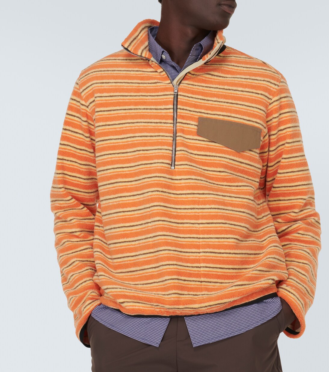 Kragi striped cotton half-zip sweater in orange - Ranra | Mytheresa