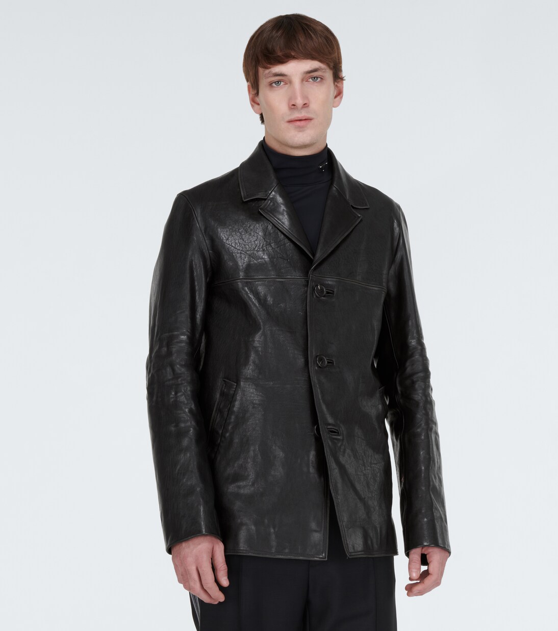 Tailored leather jacket in black - Prada | Mytheresa