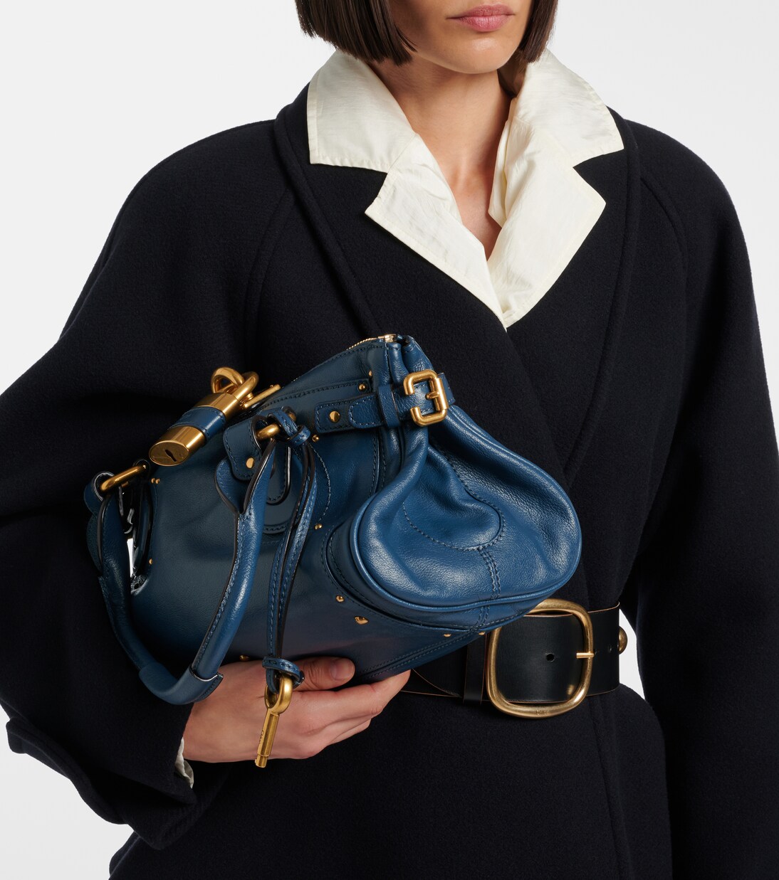 Paddington leather shoulder bag in blue - Chloe | Mytheresa