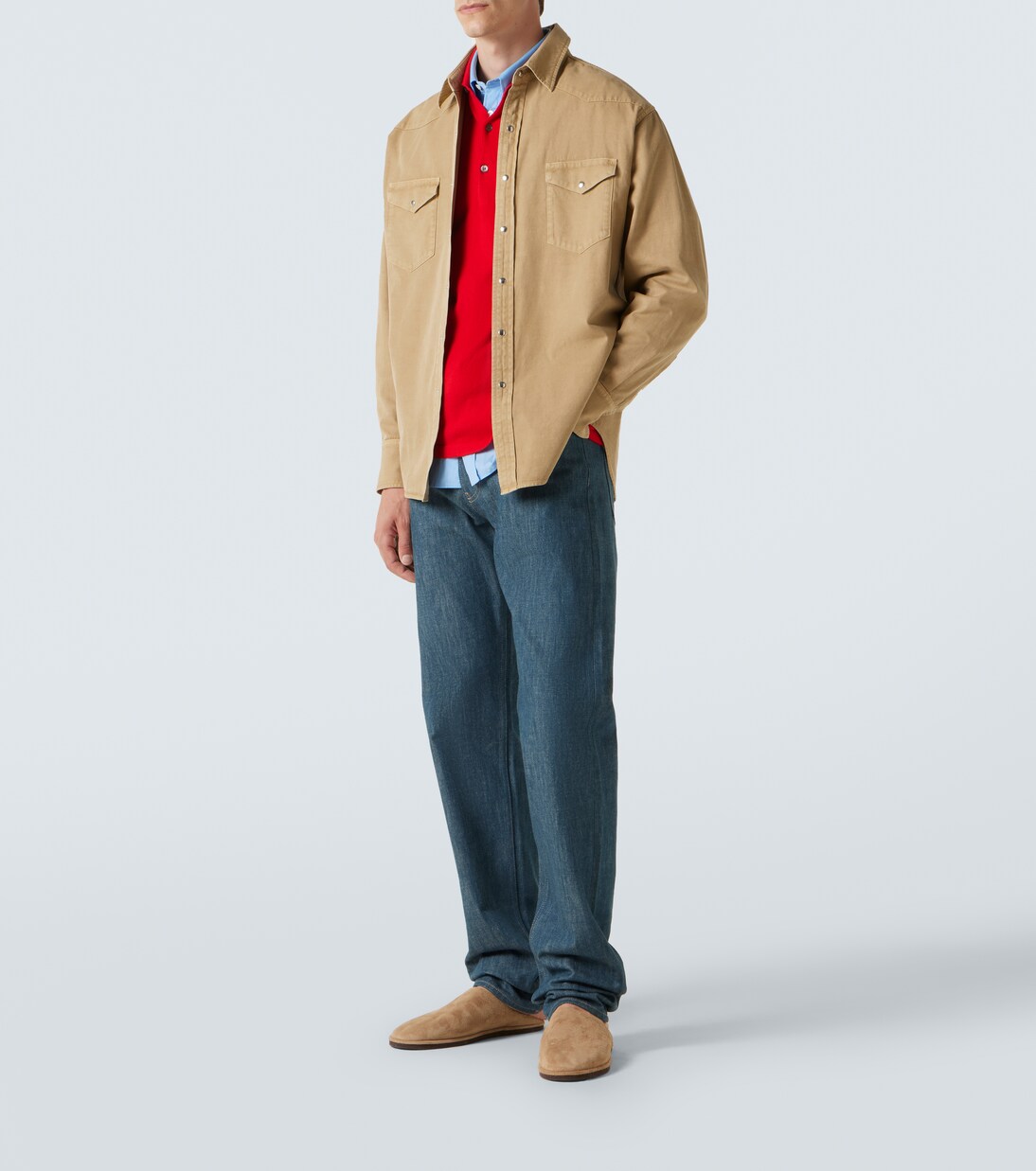 Cotton gabardine shirt in beige - Auralee | Mytheresa