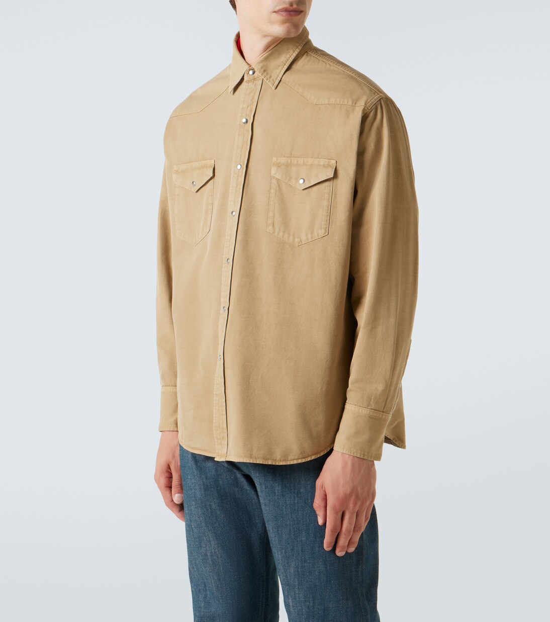 Cotton gabardine shirt in beige - Auralee | Mytheresa