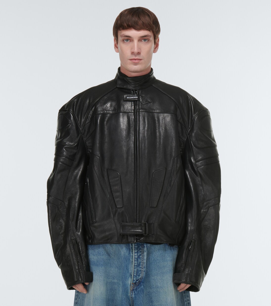 Leather biker jacket in black - Balenciaga | Mytheresa